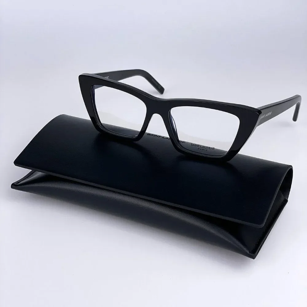 NEW Saint Laurent SL291 001 Black Cat Eye Blue Block Women Eyeglasses